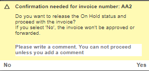 Accepting on hold invoice