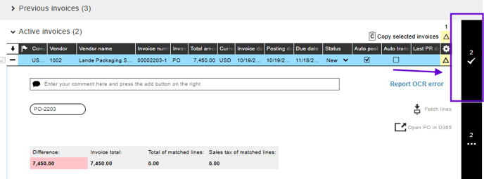 Approving invoice