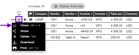 Clone invoice