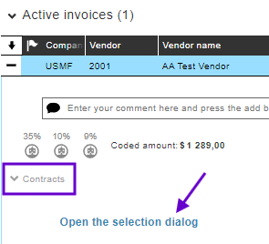 Contracts selection dialog