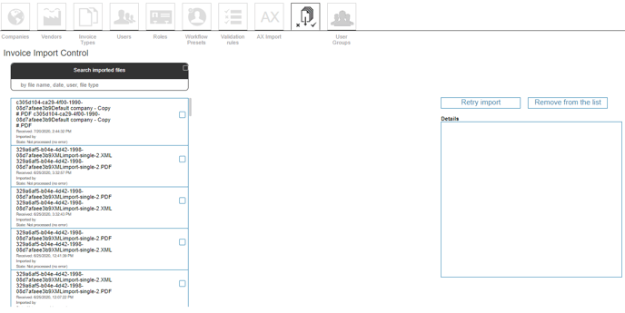 Invoice Import Control