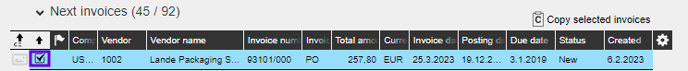 Moving next invoices