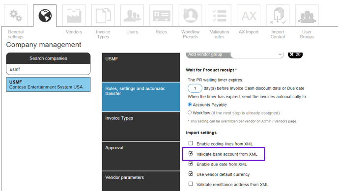 Validate bank account