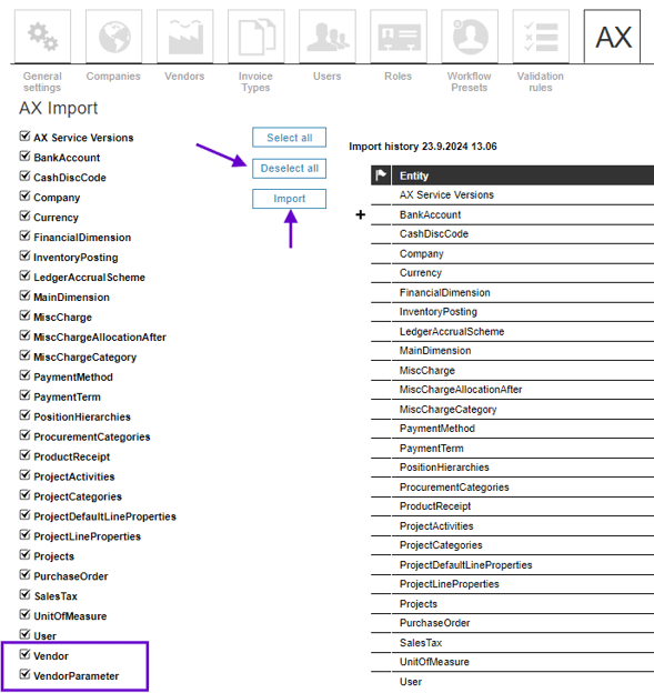 Vendor import