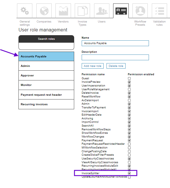 invoice split permis