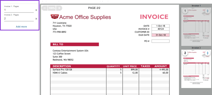 splitting the invoice